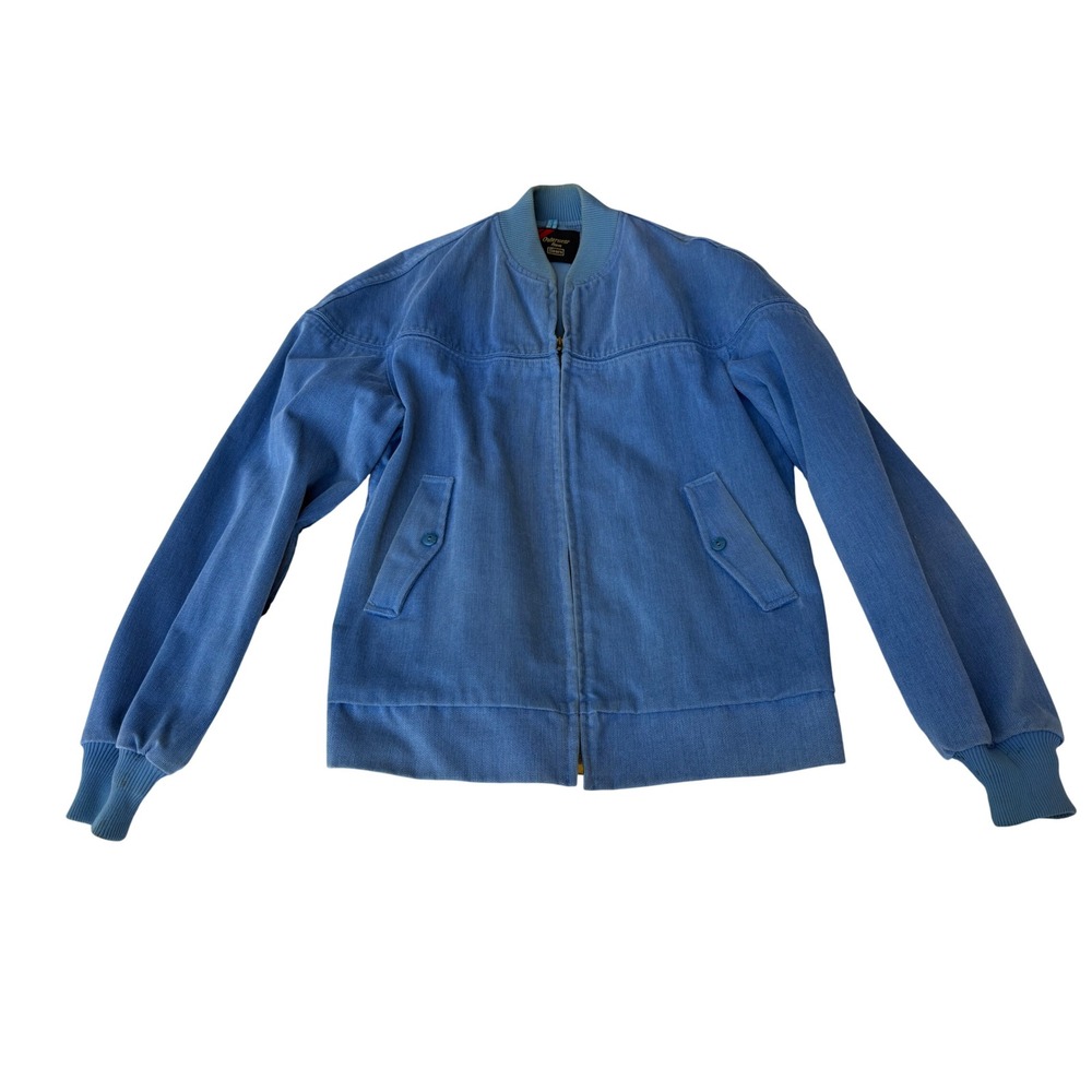 Vintage 60s 70s Sears Blue Corduroy Bomber Jacket Mens M Faded Workwear